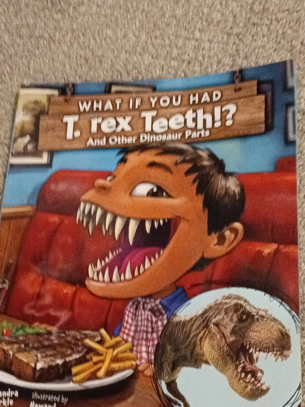 Children's Illustrated Book - What If You Had T. rex Teeth? (Blue, Red)